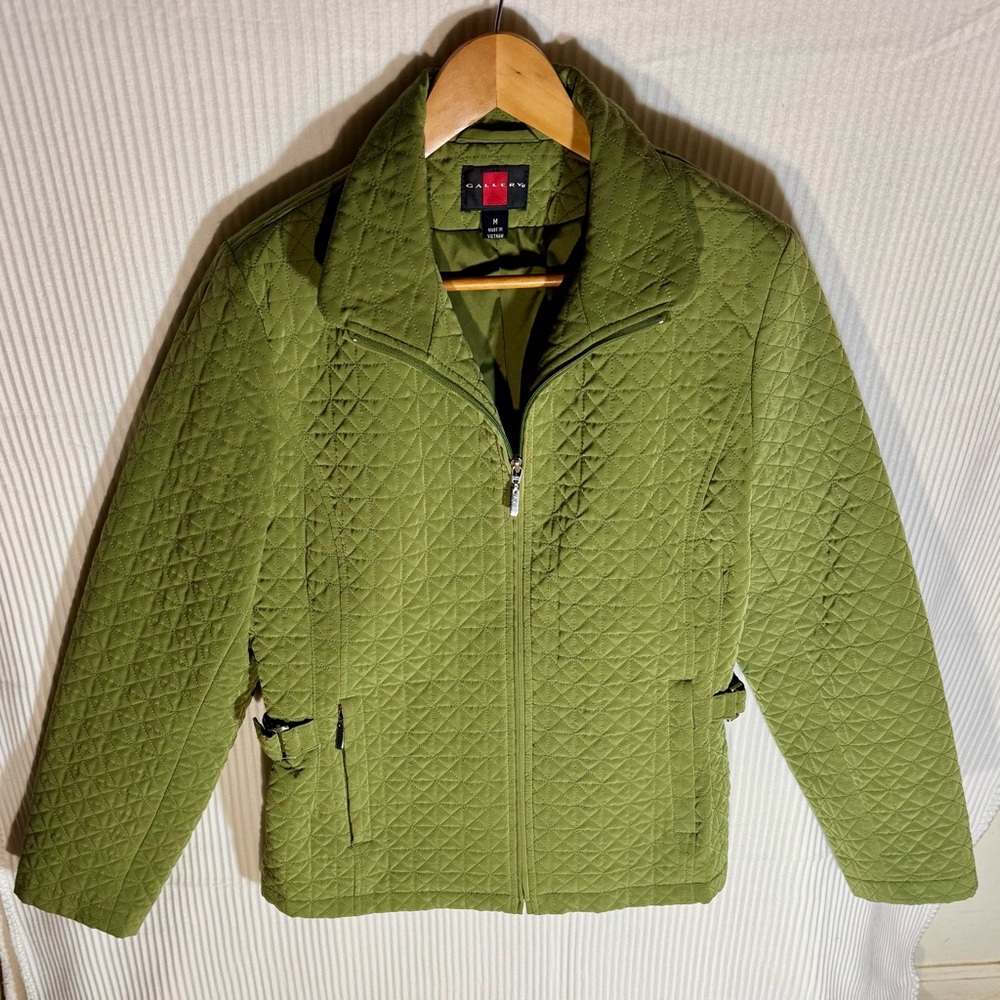 Gallery New York Quilted Lightweight Jacket - Olive Green - Size Medium
